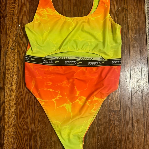 Forever 21 Plus Speedo Collab Neon Green Orange One Piece Swimsuit Size 3X - Picture 2 of 6